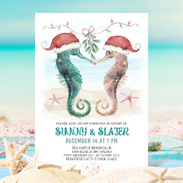 Seahorse Kiss Coastal jul Par Shower Inbjudningar