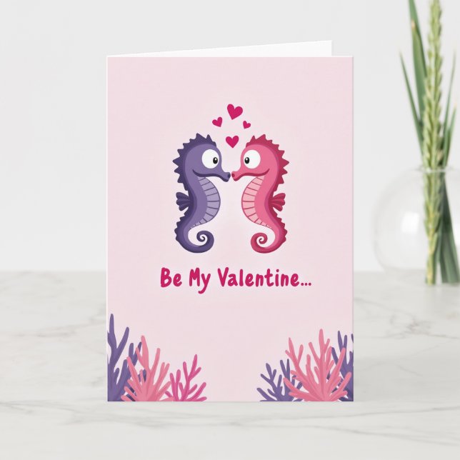 Seahorse Love Valentine Card Kort (Framsida)