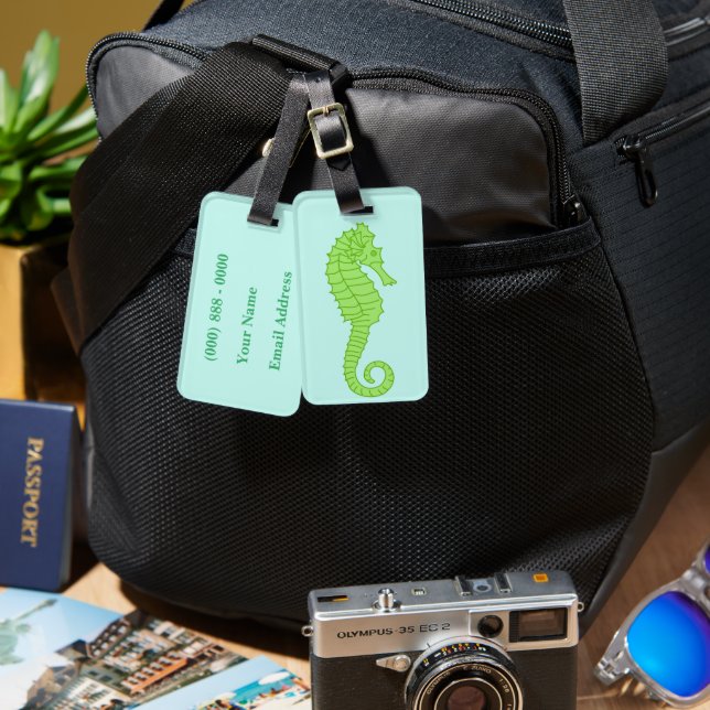 Seahorse Luggage Tag Bagagebricka (Fram & Baksida)