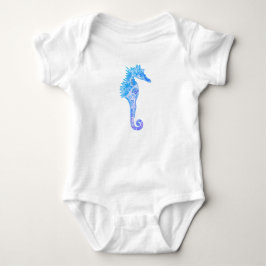 Seahorse mandala teckning baby bodydräkt t-shirt
