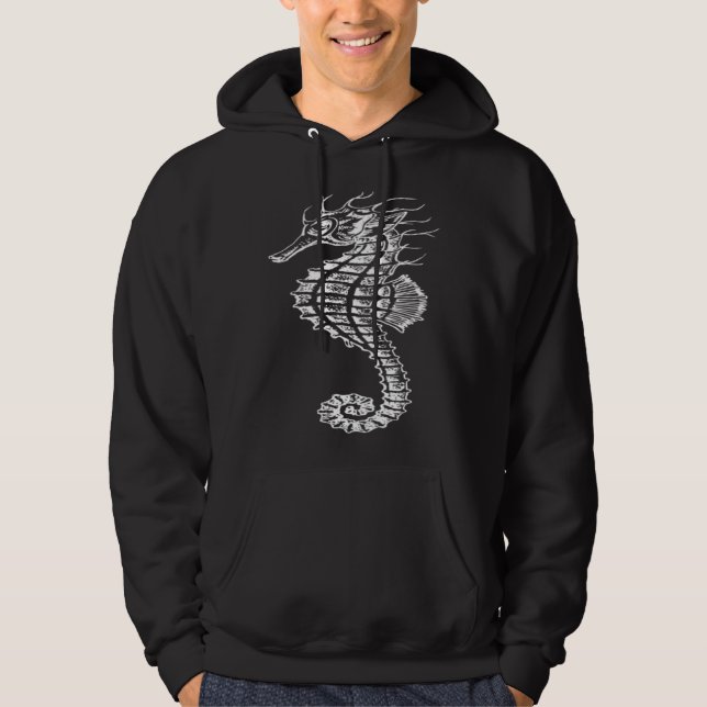 Seahorse Marine Fish in White Hoodie (Framsida)