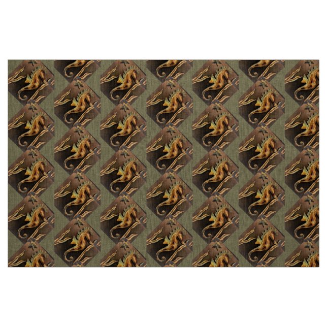 Seahorse Mönster i Copper färg Tyg (Fat Quarter)