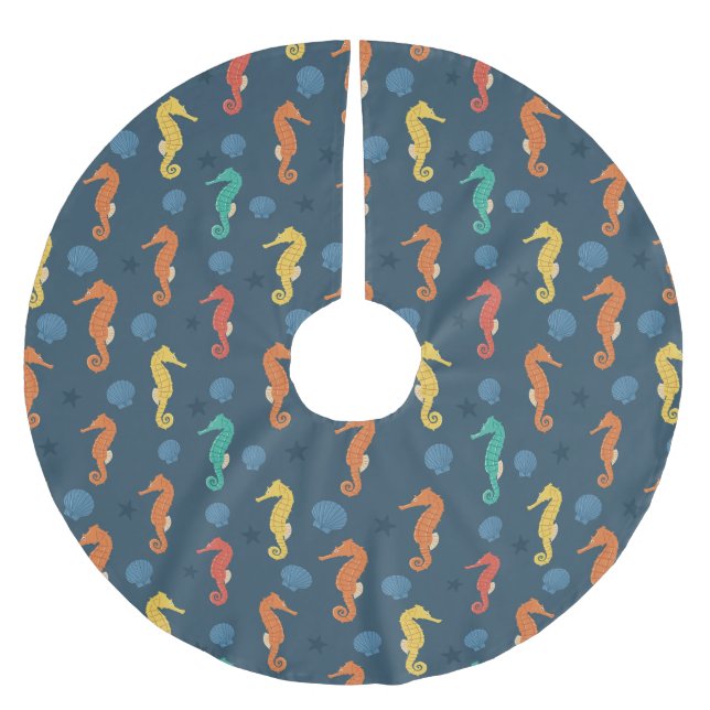 Seahorse Mönster Julgransmatta Borstad Polyester (Framsidan)