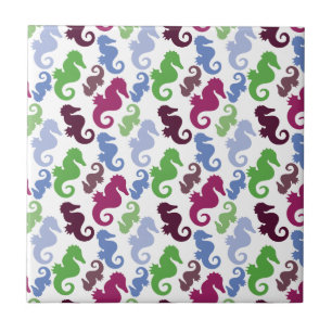 Seahorse Mönster Nautical Beach Theme Gifts Kakelplatta