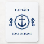 Seahorse Nautical Anchor Captain Boat eller Namn N Musmatta<br><div class="desc">Nautisk sjöhäst och förankrad kapten Din Personlig Namn eller Boat Namn Mouse Pad.</div>