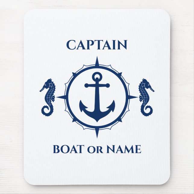 Seahorse Nautical Anchor Captain Boat eller Namn N Musmatta (Framsidan)