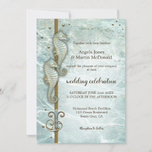 Seahorse Nautical Ocean bröllopsinbjudan Inbjudningar
