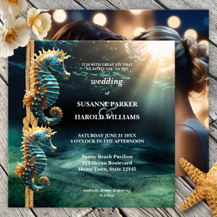 Seahorse Nautical Ocean Photo Bröllop Inbjudningar