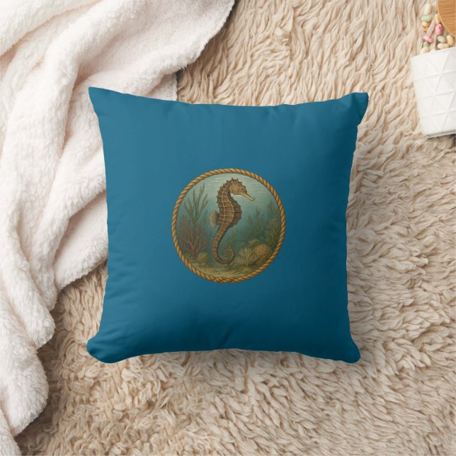 Seahorse Ocean Blue Pillows Kudde (Filt)