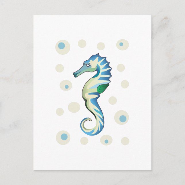 SEAHORSE OCH BUBBLES VYKORT (Framsida)