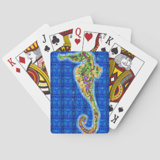 Seahorse på blåttmönster spel kort