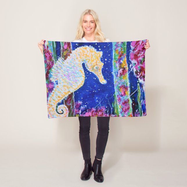 Seahorse Painting Fleecefilt (På plats)