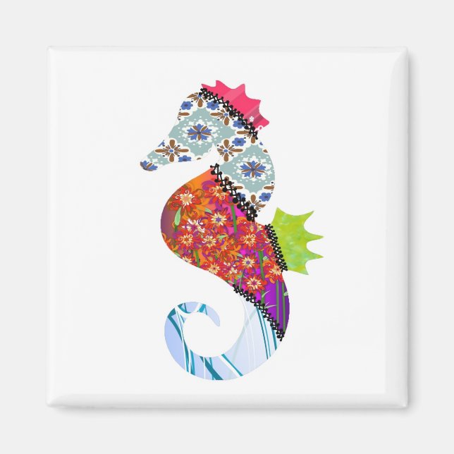 Seahorse Patchwork Pet Magnet (Framsidan)