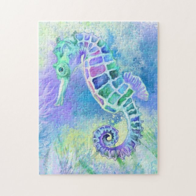 Seahorse Puzzle undervattensmålning Pussel (Vertikal)