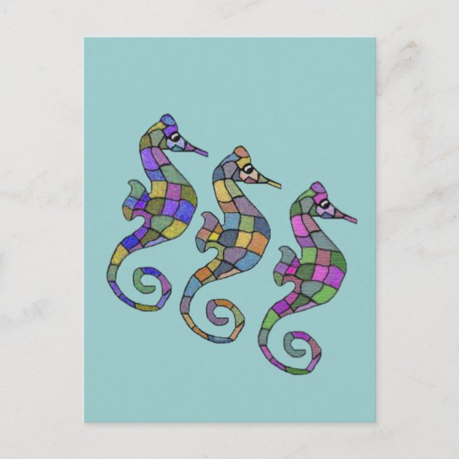 Seahorse Rainbow Vykort (Framsida)