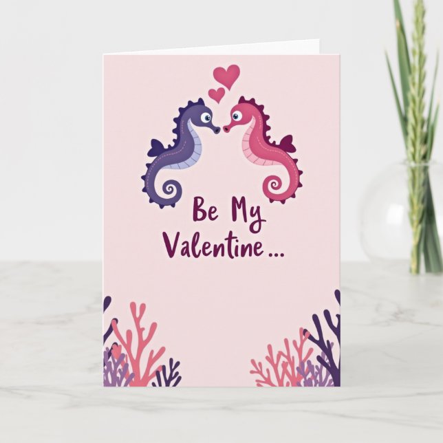 Seahorse Romance Valentine Card Kort (Framsida)