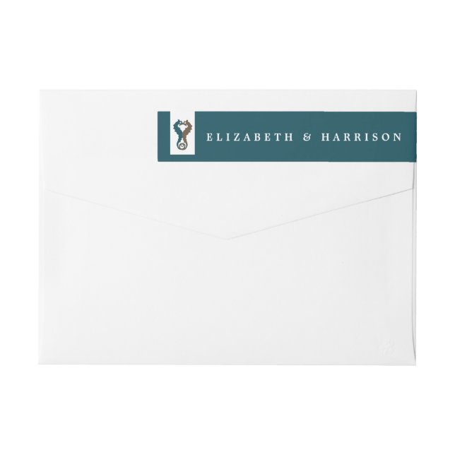 Seahorse Romantik, Beach Wedding Etikettband (Baksidan)