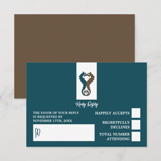 Seahorse Romantik, Beach Wedding OSA Kort (Fram/baksida)