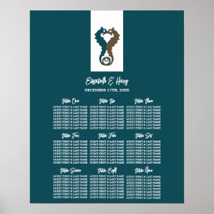 Seahorse Romantik, Beach Wedding Seding Chart Poster