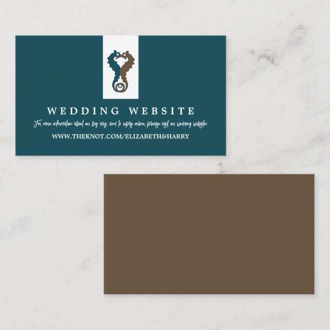 Seahorse Romantik, Beach Wedding Website Tilläggskort (Fram/baksida)
