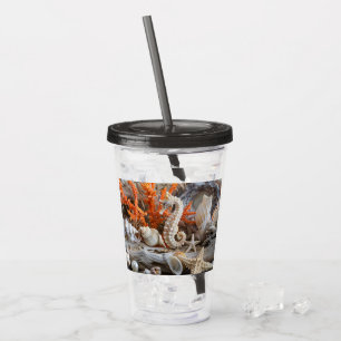 Seahorse Seashells Starfish Pearls Beach Take Away Mugg
