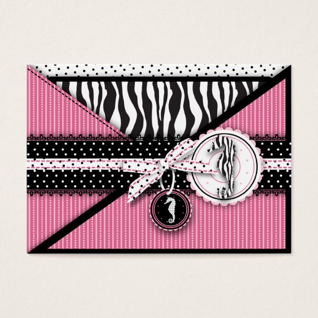 Seahorse Sensation Rosa Tack Notecard Visitkort (Framsidan)