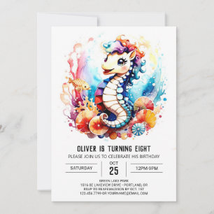 Seahorse Sergranat Oceanic Birthday Inbjudningar