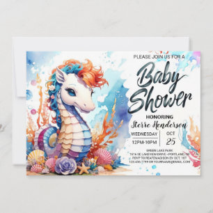 Seahorse SergranatSea Baby Shower Inbjudningar