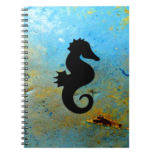 Seahorse Silhouette Anteckningsbok Med Spiral (Framsidan)