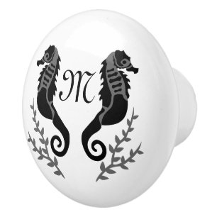 Seahorse Silhouette Monogram Knopp