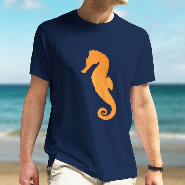 Seahorse Silhouette Orange Coola Simple Nautical Tee Shirt (Skapare uppladdad)