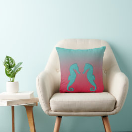 Seahorse silhouettes Enkelt vattenstrand Kudde