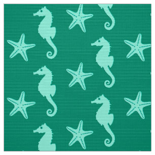 Seahorse & sjöstjärna - krickan och seafoam gör tyg