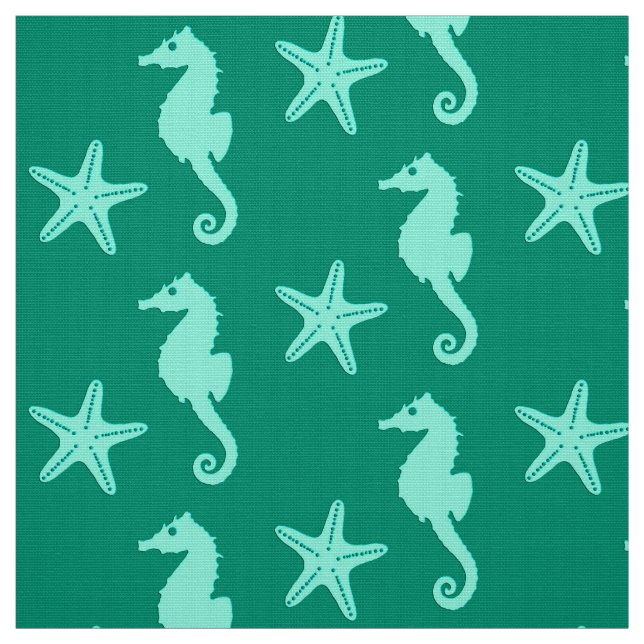 Seahorse & sjöstjärna - krickan och seafoam görar tyg (Provkarta)