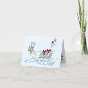 Seahorse Sleigh-jul Helgkort