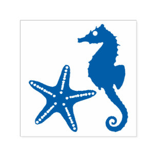 Seahorse & Star Fish Silhouette Självfärgande Stämpel