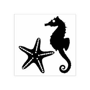 Seahorse & Star Fish Silhouette Stämpel