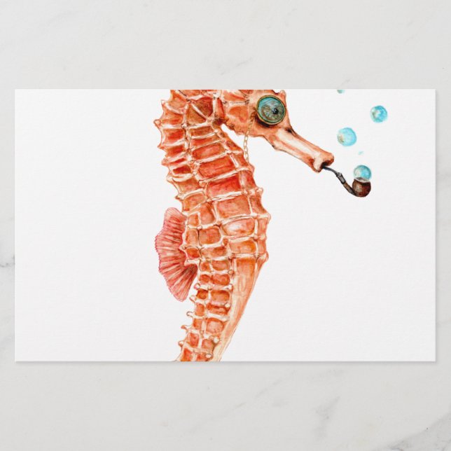 Seahorse Steampunk Brevpapper (Framsida)