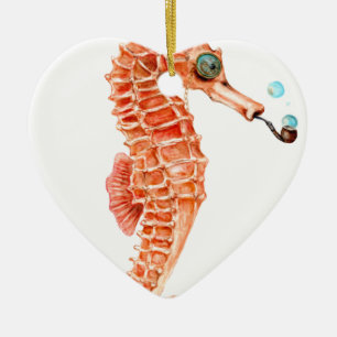 Seahorse Steampunk Julgransprydnad Keramik