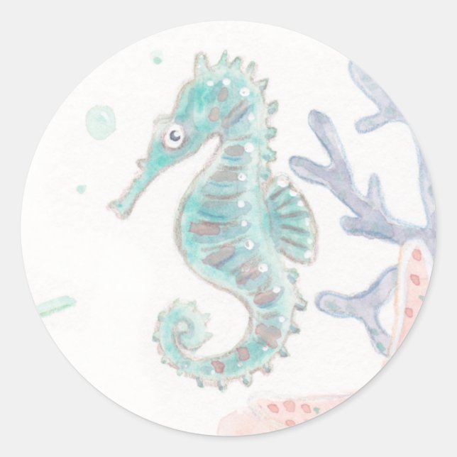 Seahorse Stickers Runt Klistermärke (Framsida)