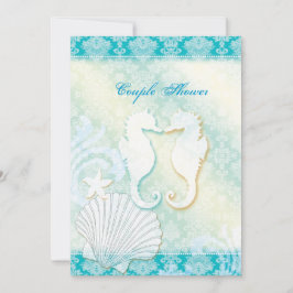 Seahorse Summer Beach Wedding Par Shower Inbjudningar