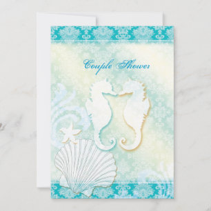 Seahorse Summer Beach Wedding Par Shower Inbjudningar