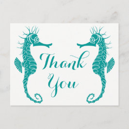 Seahorse Teal Grönt Turcos Tack Beach Vykort