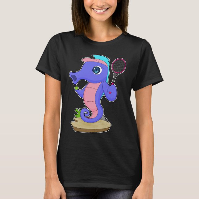 Seahorse Tennis Tennis racket Sports T Shirt (Framsida)