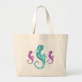Seahorse tote jumbo tygkasse