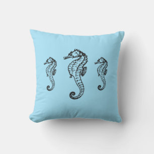 Seahorse Trio Blue Kudde