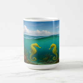 Seahorse Trio i Coral Reef Kaffemugg