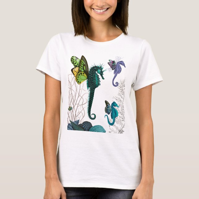 Seahorse Trio med Vingar Tee Shirt (Framsida)