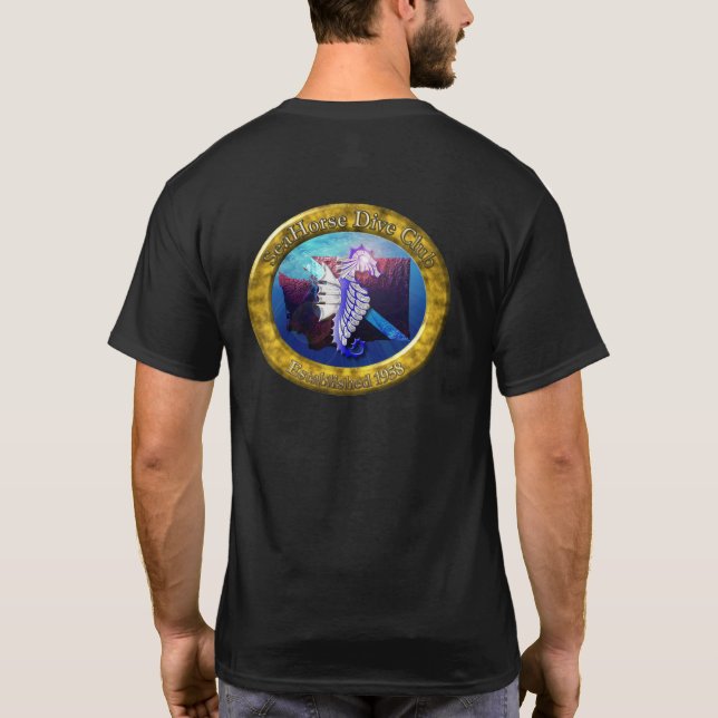 SeaHorse Undersea Klubb Vapensköld Tee-Shirt T Shirt (Baksida)