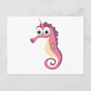 Seahorse Unicorn Cute Vykort